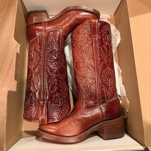 Brown Flower Frye Boots